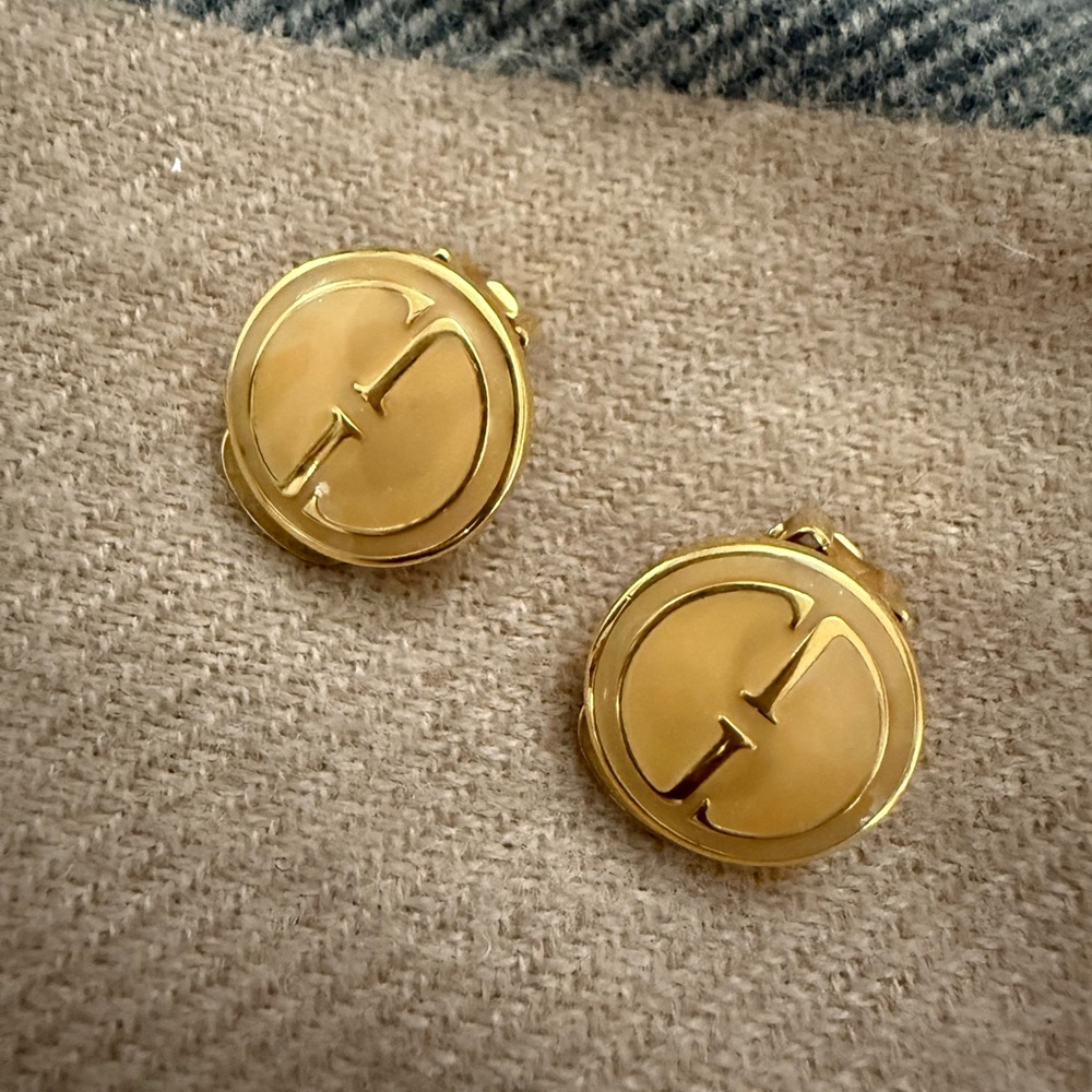 Gucci Gold Logo Stud Earrings